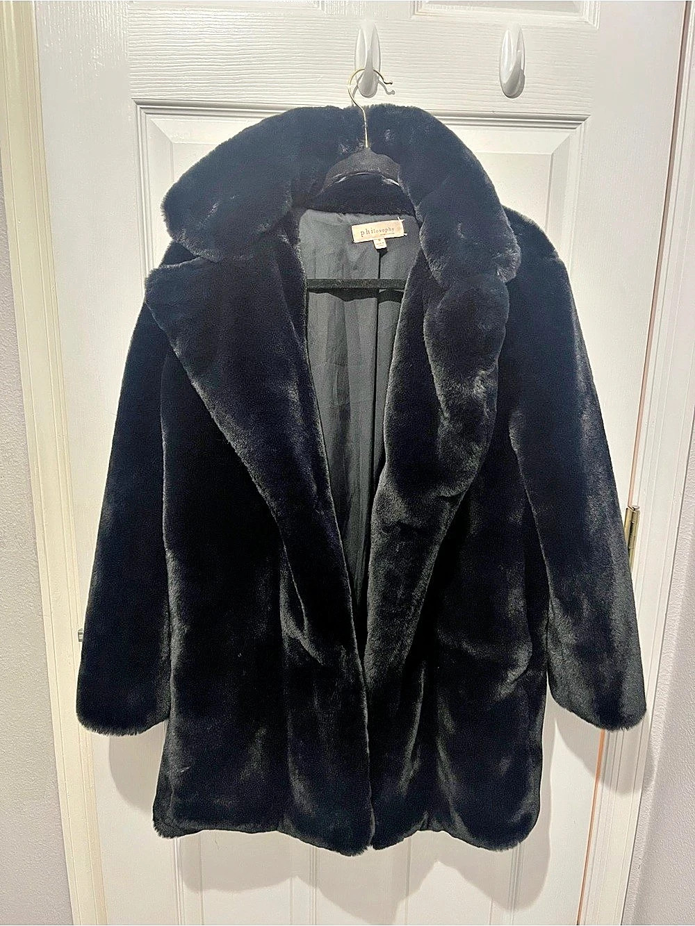 philosophy Faux Fur Teddy Jacket in Black Like New